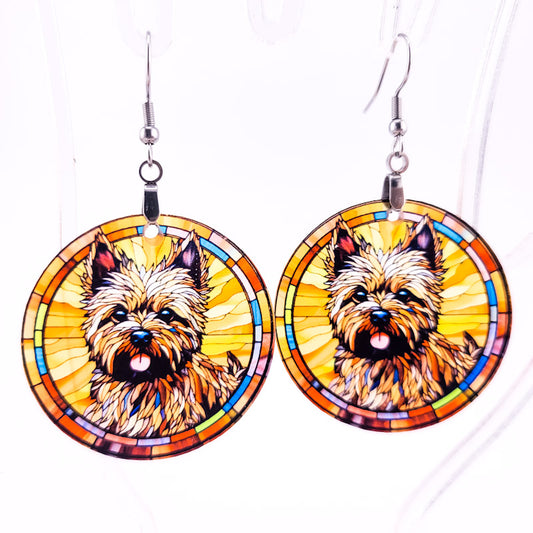 Dog Stained Glass Earrings