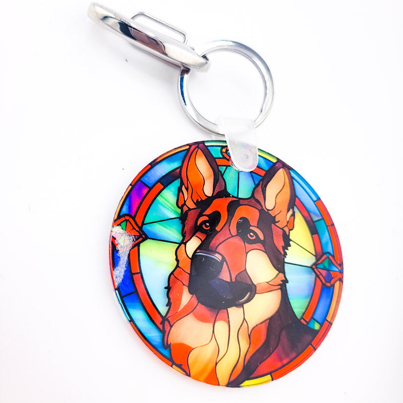 Dog Stained Glass Keychain