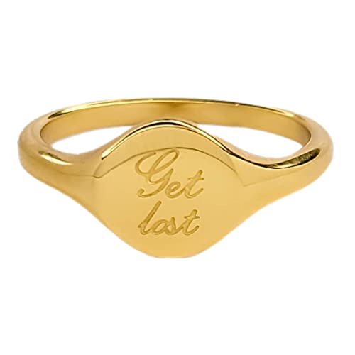 Fierce Creative Co. Get Lost Gold Stainless Steel Ring Teenager Girl Gift Sassy Engraved SIZE 8