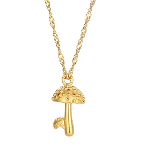 Fierce Creative Co. Mushroom Necklace Gold Plated Stainless Steel Waterproof