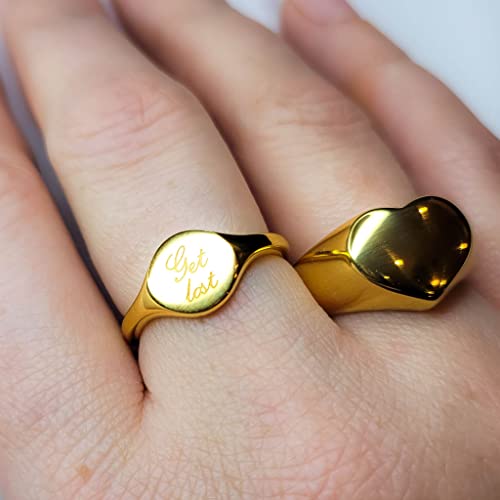 Fierce Creative Co. Get Lost Gold Stainless Steel Ring Teenager Girl Gift Sassy Engraved SIZE 8