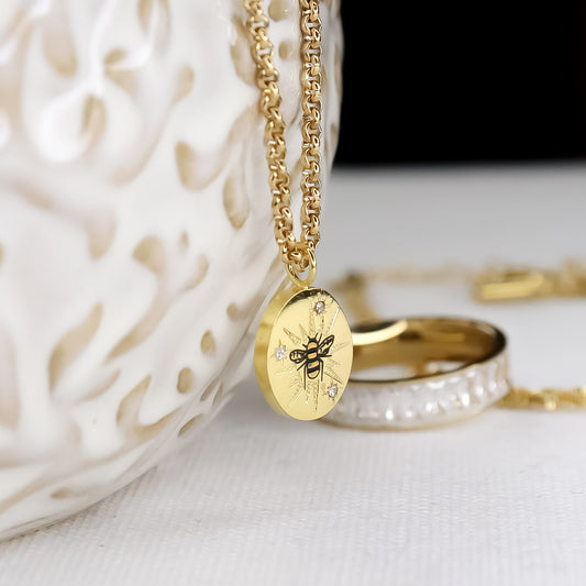 Gold Bee Waterproof Necklace - Fierce Creative Co. Waterproof Jewelry